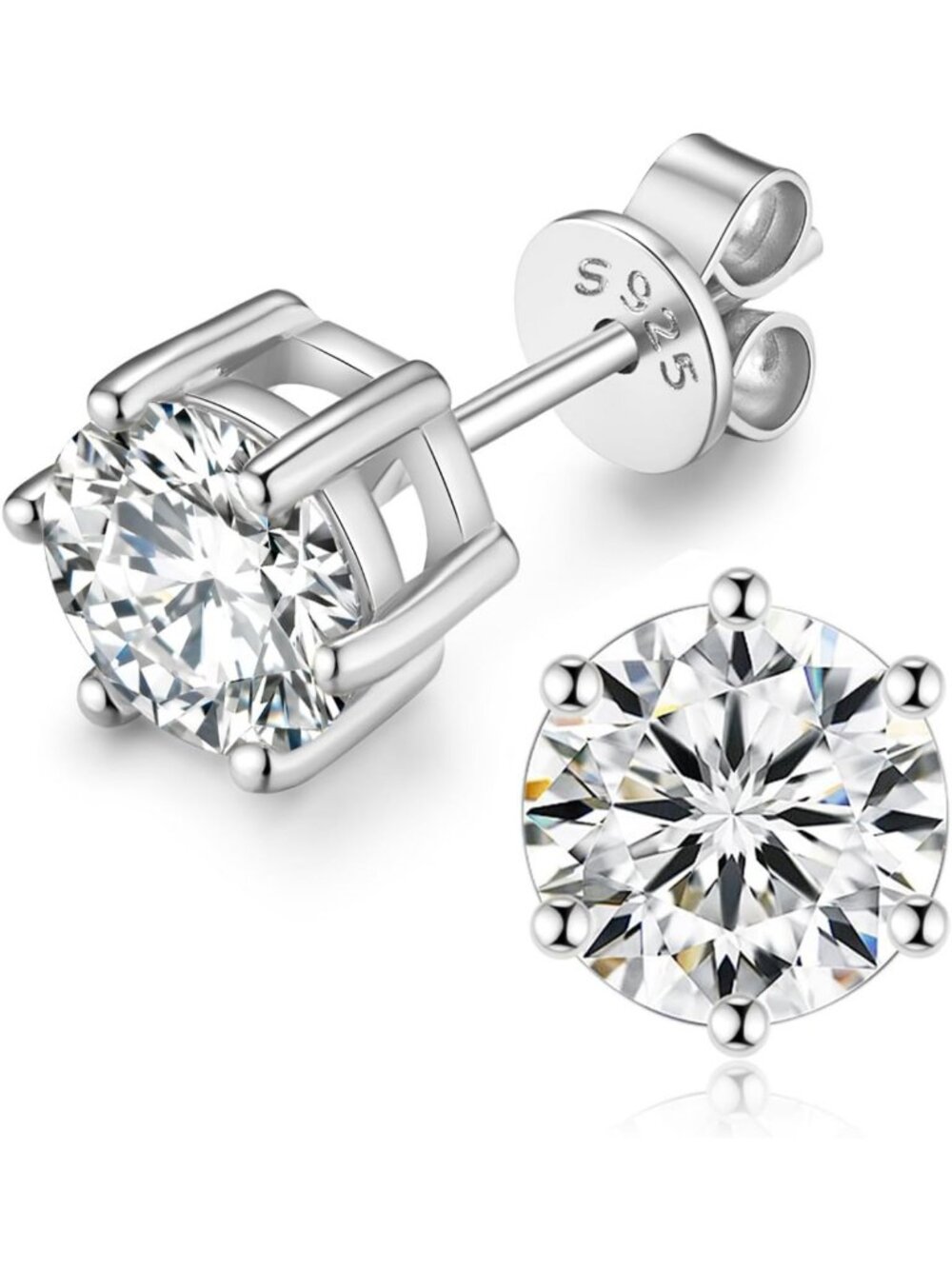 Stunning Moissanite Stud Earrings 1-6CT, 925 Sterling Silver, D Color
